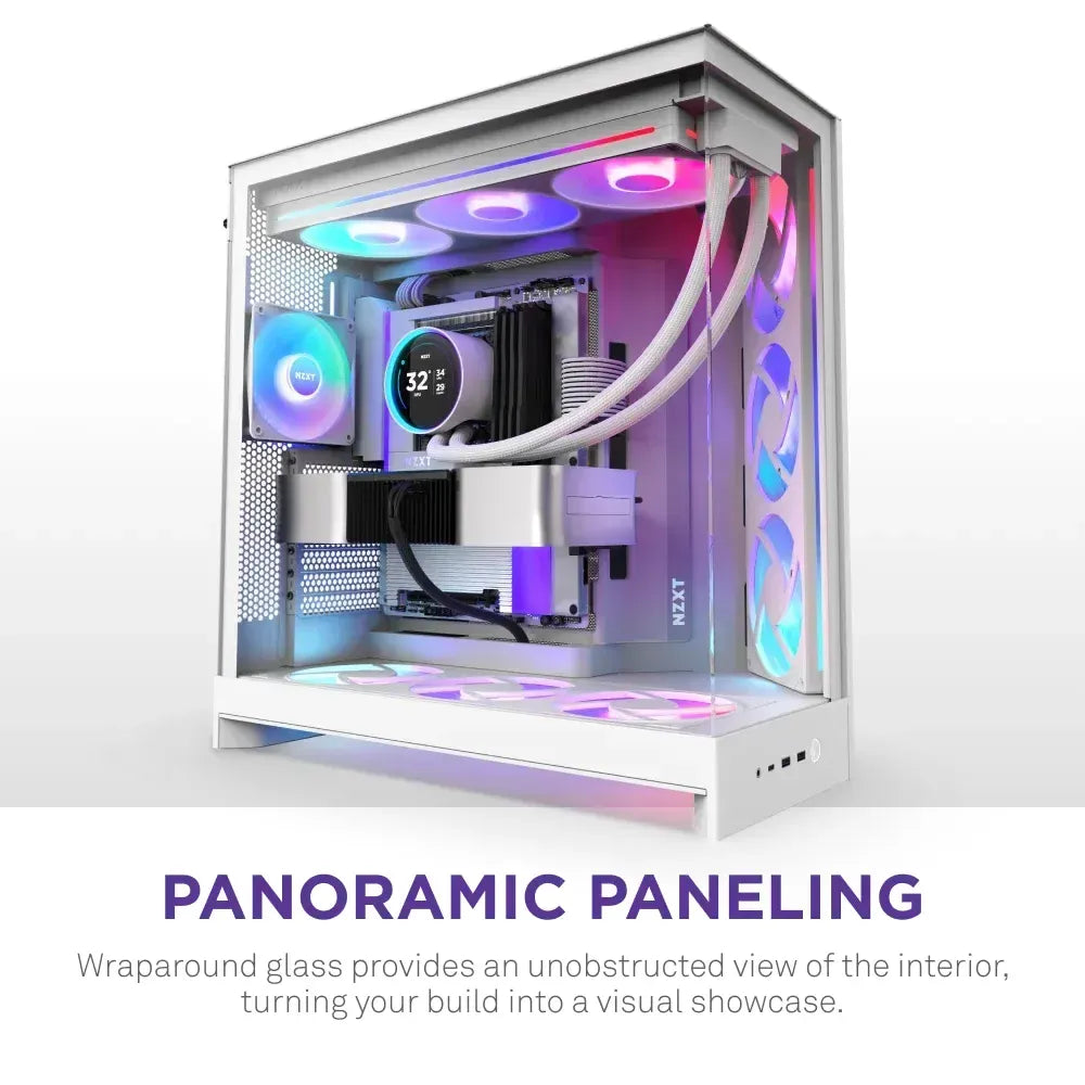 Ảnh minh họa Vỏ case NZXT H9 Flow RGB+ Dual-Chamber ATX Mid-Tower, quạt RGB và hub - Trắng 3