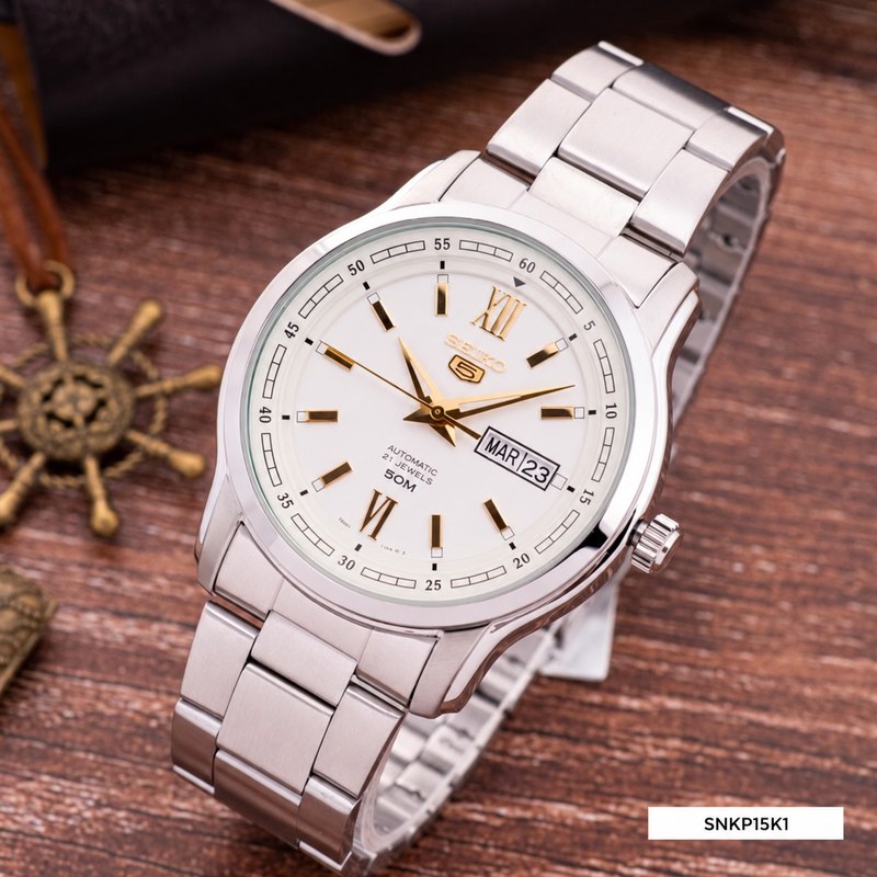 Ảnh minh họa Seiko SNKP15K1 – Nam – 42mm – Kính cứng – Automatic (Cơ tự động) – Dây kim loại 1