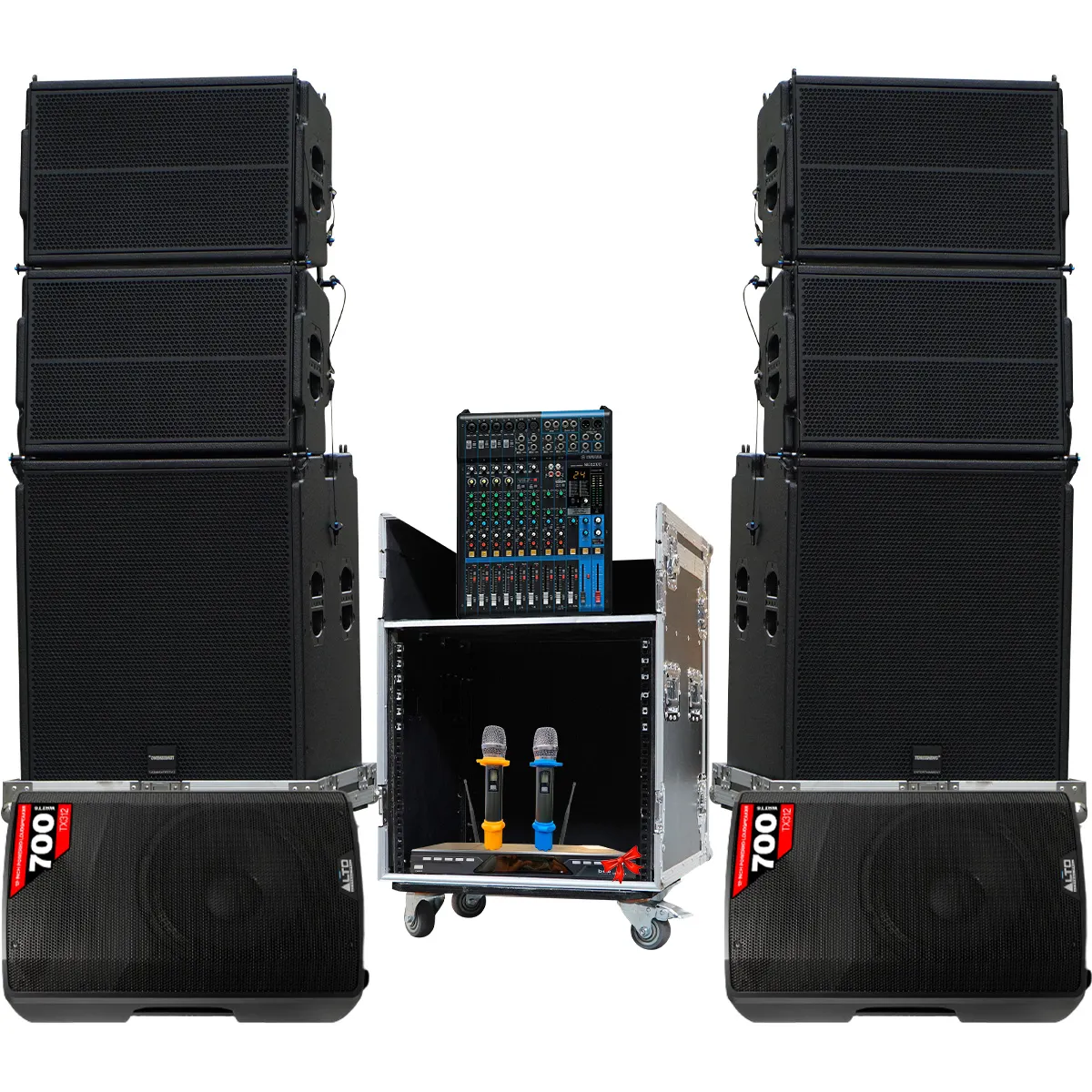 Ảnh minh họa Dàn âm thanh Line Array Active Temeisheng 02 (Line Array Active Temisheng LT-15, Yamaha MG 12XU, Alto TX312,...) 1