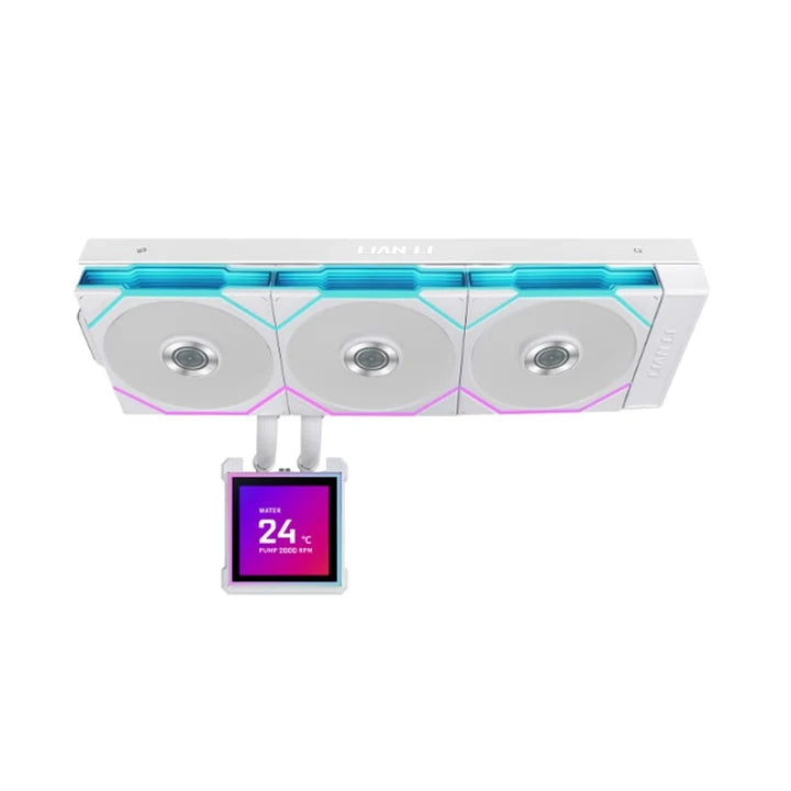 Ảnh minh họa Tản nhiệt nước CPU LIAN LI Hydro-Shift II LCD-S 360TL với quạt TL Wireless, màn hình IPS LCD 3.4" - White 1