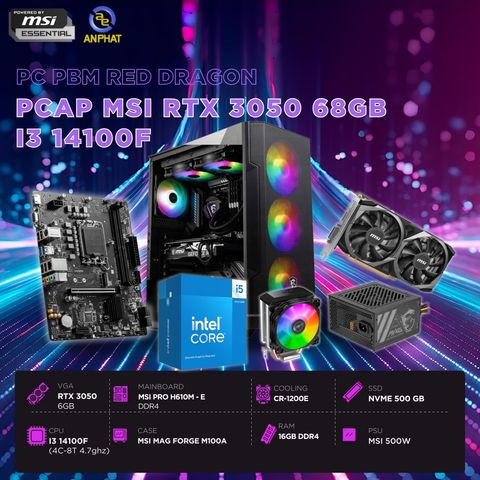 PCAP MSI RTX 3050 6GB RED DRAGON POWERED BY MSI