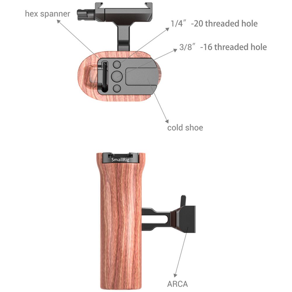 Ảnh minh họa SmallRig Tay cầm bằng gỗ tương thích Arca - HSN2399 2