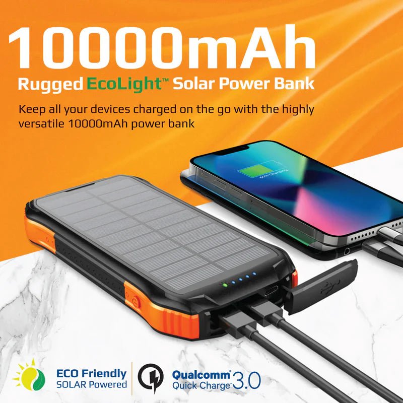 PROMATE SolarTank-10PDQi Pin sạc dự phòng Rugged EcoLight 10000mAh / USB-A / USB-C