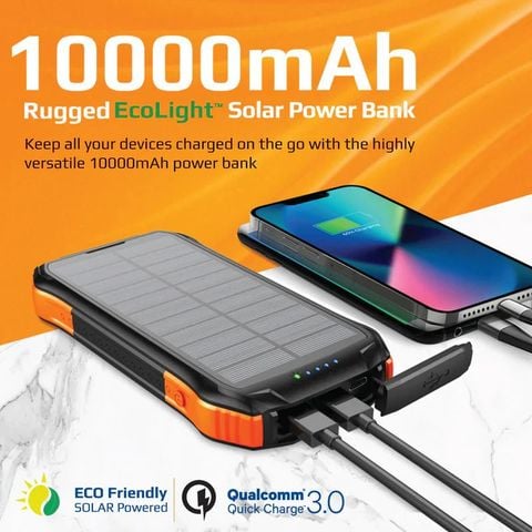 PROMATE SolarTank-10PDQi Pin sạc dự phòng Rugged EcoLight 10000mAh /