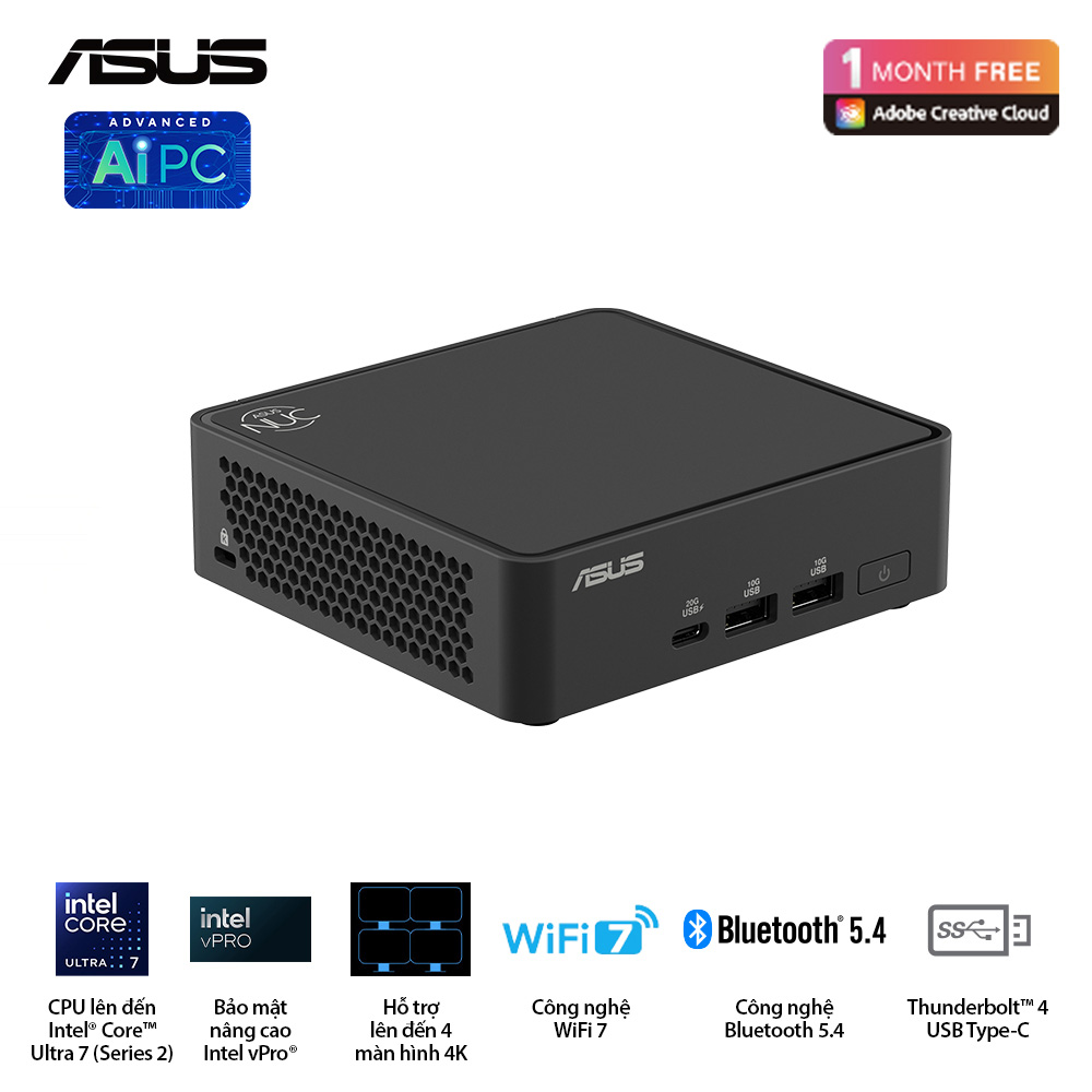 Ảnh minh họa Mini PC ASUS NUC 15 Pro Slim BNUC15CRLIP051C0 | U300, 8GB DDR5, SSD 128GB NVMe, 2xHDMI 2.1, 1xTypeC, Windows 11 Pro, Đen (90AS00U1-M000Y0) 1