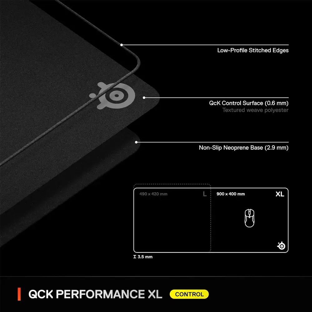 Ảnh minh họa SteelSeries QcK Performance Tấm lót chuột chơi game XL - Control - Đen 1