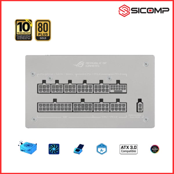Ảnh minh họa NGUỒN ASUS ROG STRIX 1000G AURA WHITE GAMING (ATX3.0/PCIE 5.0/FULL MODULAR/MÀU TRẮNG) 2