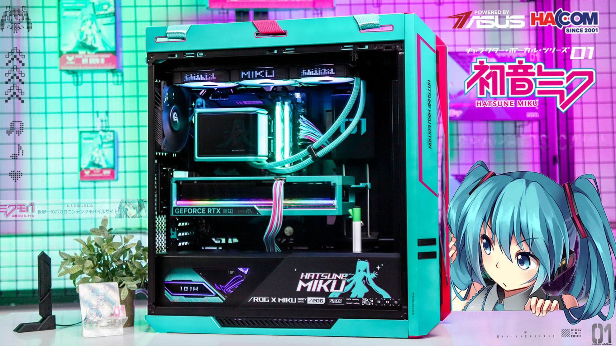 Ảnh minh họa PC HACOM DIAMOND ASUS x HATSUNE MIKU LIMITED EDITION ( Ryzen 9900X3D/ VGA RTX 5080) POWERED BY ASUS 2