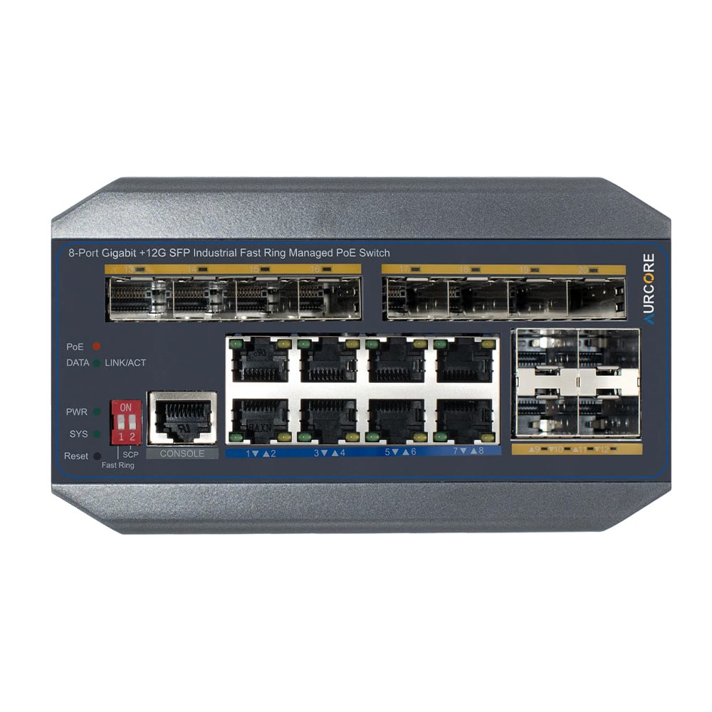 Ảnh minh họa Switch công nghiệp AurCore AIS2004 L2+ 8GE - 12GE SFP 1