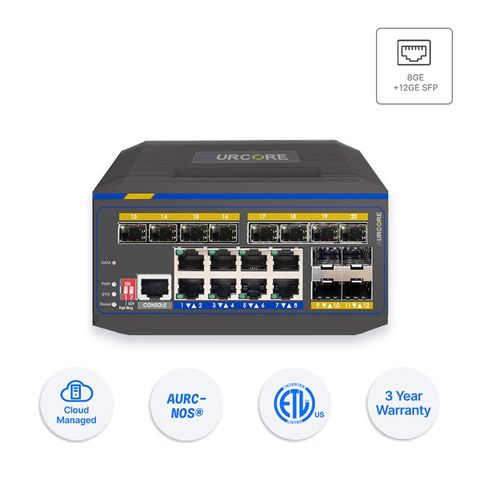 Switch công nghiệp AurCore AIS2004 L2+ 8GE - 12GE SFP