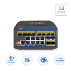  Switch công nghiệp AurCore AIS2004P L2+ 8GE | 12GE SFP | PoE/PoE+ 