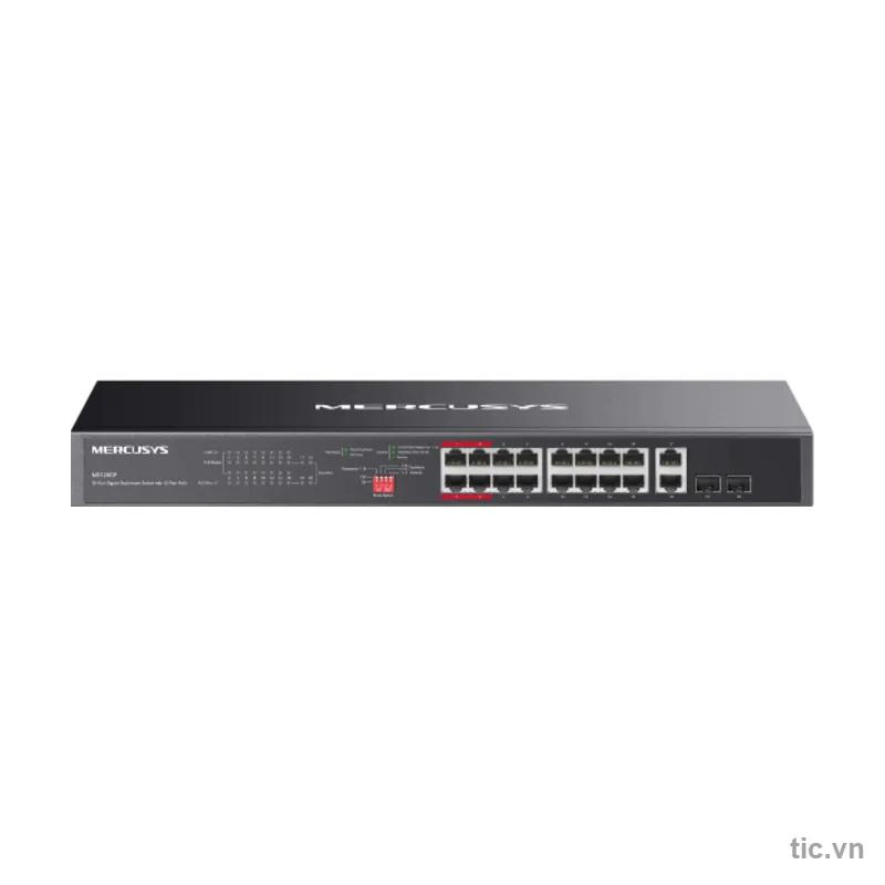 Switch PoE 20 cổng Mercusys MS120GP 16 cổng PoE+ 192W Chính Hãng