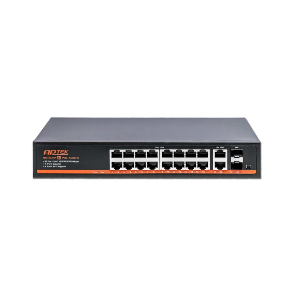 Ảnh minh họa Switch PoE APTEK Gigabit SG1164P (20 port/ 1 Gbps/ 2SFP) 2