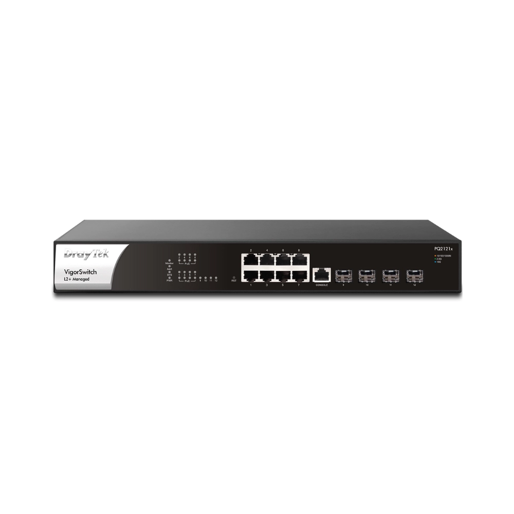 Switch PoE+ DrayTek VigorSwitch L2+ PQ2121x (12 port/ 2.5/10 Gbps/ 4 SFP+)