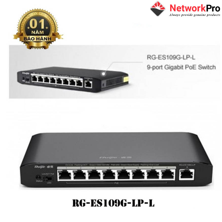 Ảnh minh họa Switch Ruijie RG-ES109G-LP-L 08 Ports (Hàng Chính Hãng) 3