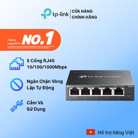 Switch TP-Link ES205G 5 Cổng Gigabit Nhỏ Gọn, Quản Lý Tập Trung