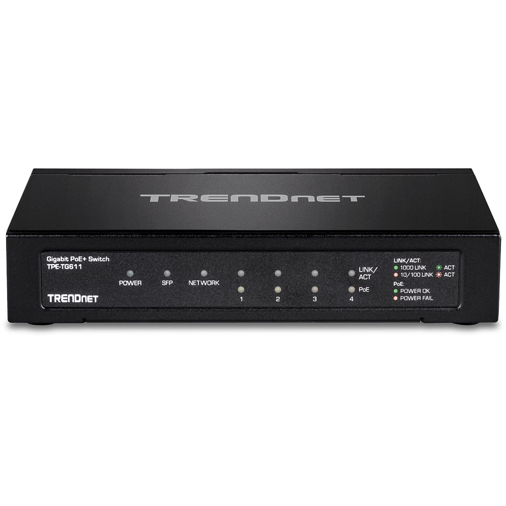 Ảnh minh họa Switch TRENDnet TPE-TG611 6-Port Gigabit PoE+ Switch 1