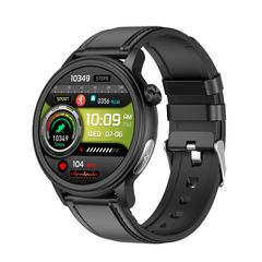  Đồng hồ thông minh ET470 Black Leather – Màn hình màu 1.39 inch, ECG, Bluetooth Call 