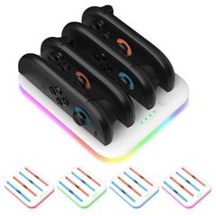  Đế sạc ngang 4 chỗ cho tay cầm Nintendo Switch 2 Trắng – RGB rực rỡ, sạc nhanh tiện lợi 