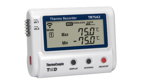 T&D TR75A2 bộ ghi nhiệt độ 2 kênh cặp nhiệt điện -199 ~ 1760°C