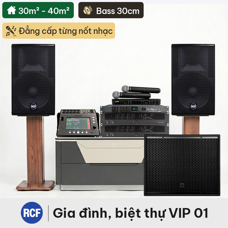 Dàn karaoke gia đình, biệt thự VIP RCF 01 (RCF C5212 W MK3, IPS 2.5K, IPS 5.0K, RCF S19, BLX288A/B58,...)