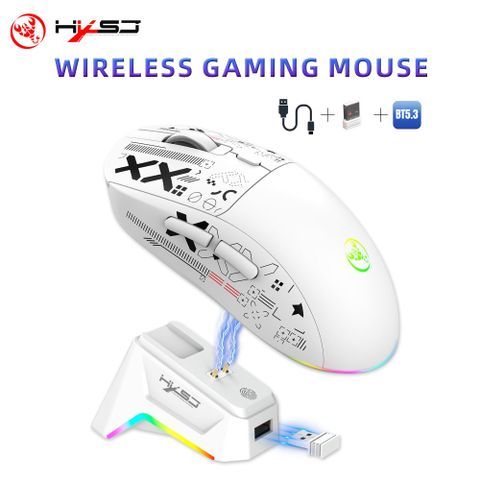 Chuột gaming T90PRO 12000 DPI, White, 3 chế độ, đế sạc RGB