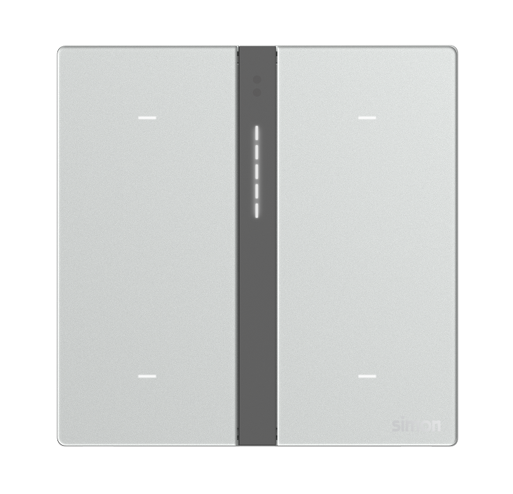 Module công tắc bốn gồm 2 công tắc bối cảnh và 2 công tắc thường Simon M7 Smart màu Bạc 66E8009GTY-4E