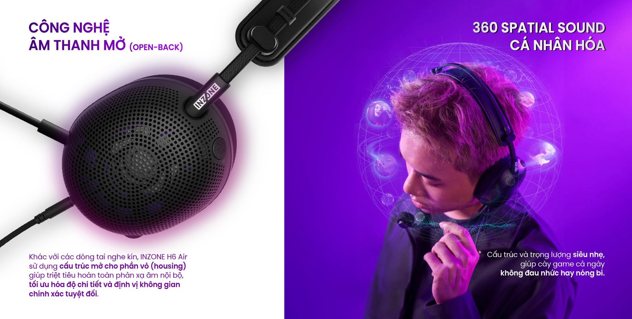 Ảnh minh họa Tai nghe chụp tai Gaming Sony có dây INZONE H6 Air (G600) 2
