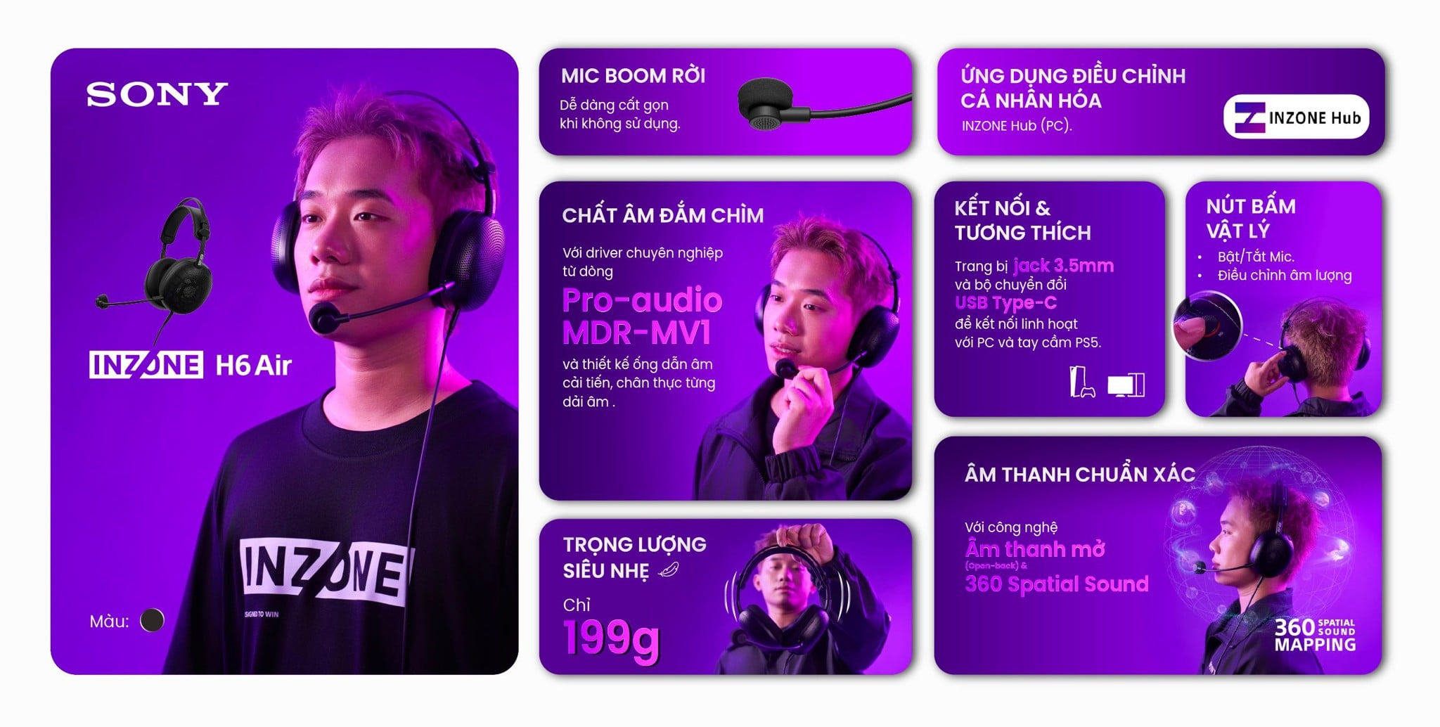 Tai nghe chụp tai Gaming Sony có dây INZONE H6 Air (G600)
