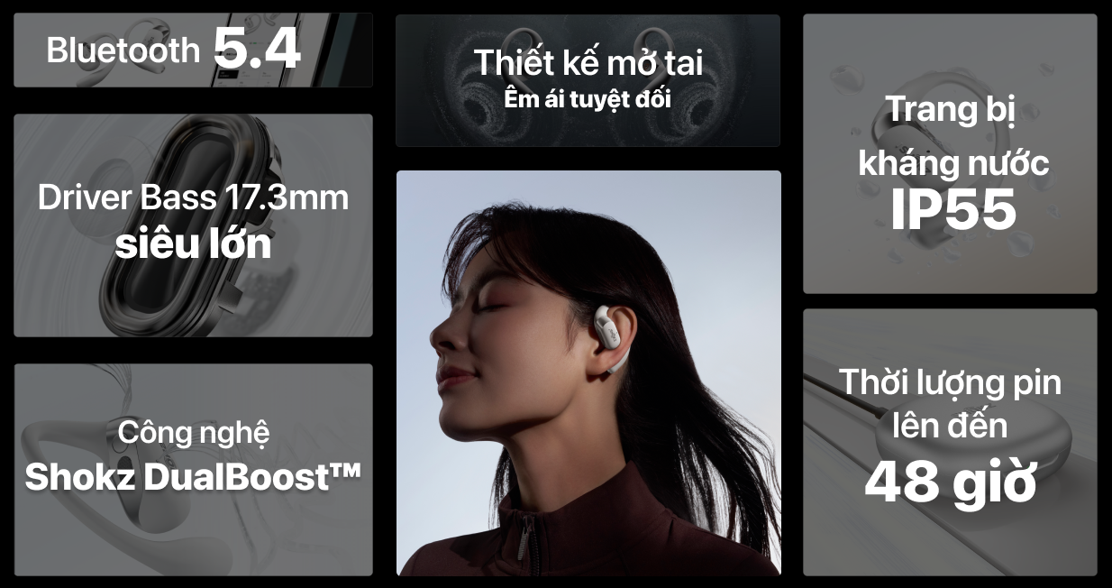 Tai nghe không dây Shokz OpenFit 2 Plus