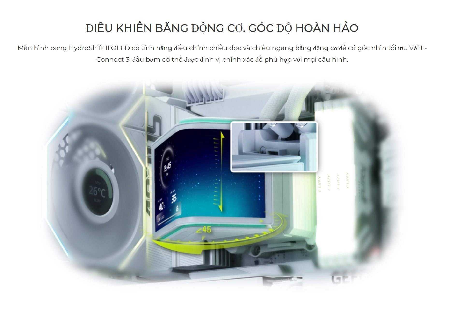 Ảnh minh họa Tản nhiệt nước AIO LIAN LI HydroShift II OLED Curved 360P28 White 1