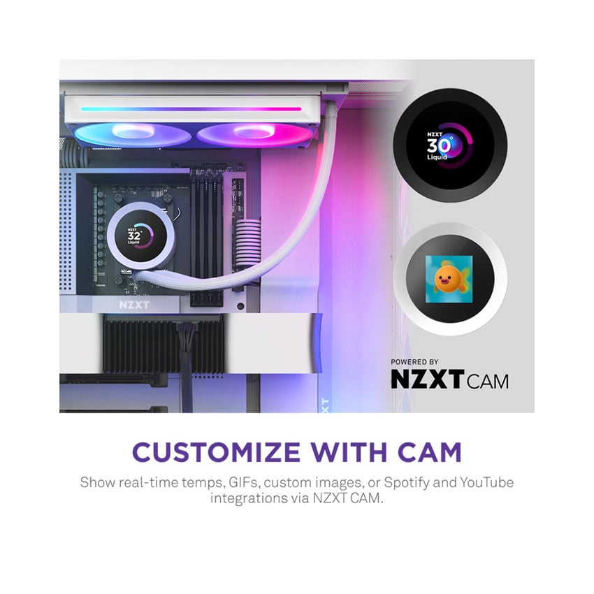 Ảnh minh họa Tản nhiệt nước AIO NZXT KRAKEN PLUS 240 V2 White 1