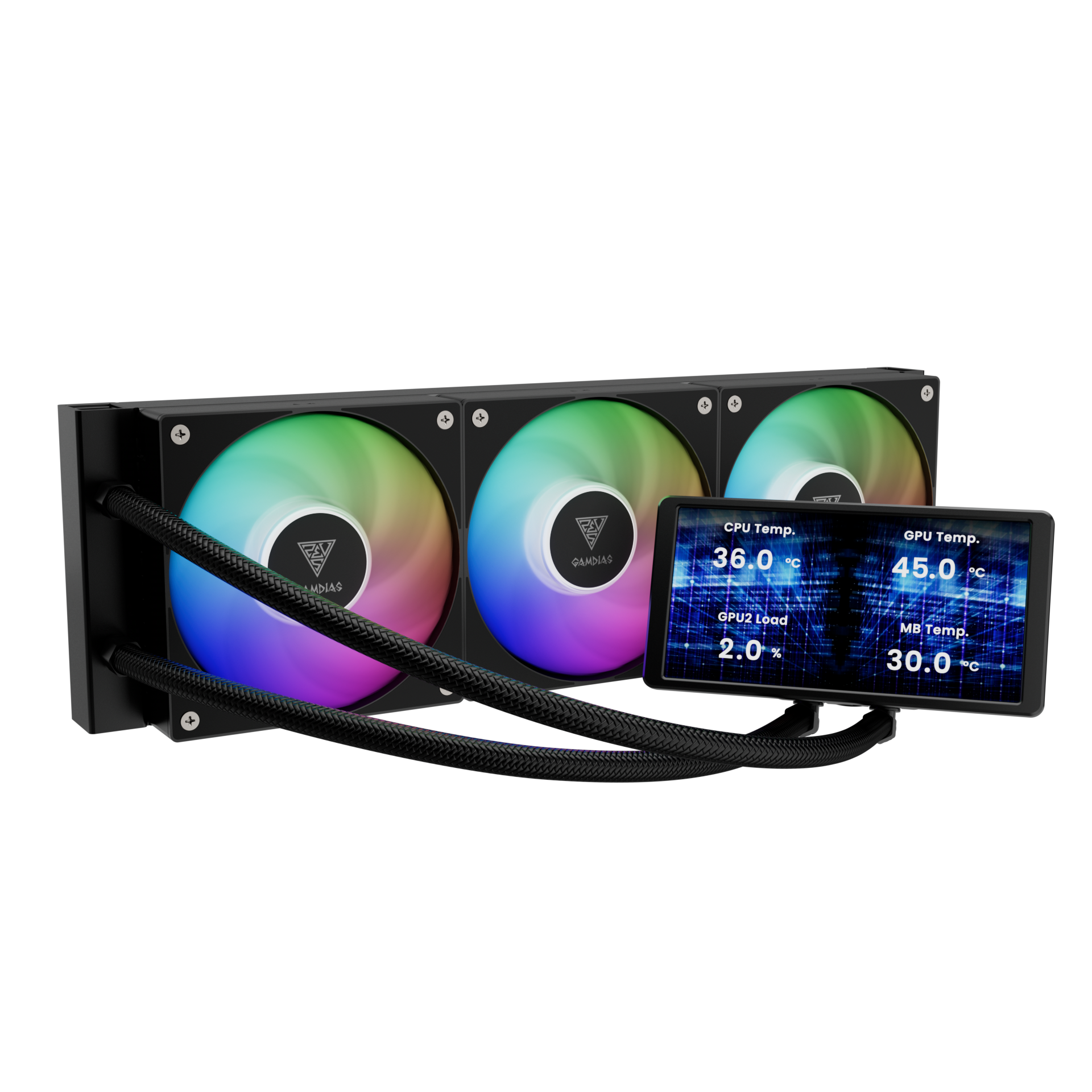 Ảnh minh họa Tản nhiệt nước Gamdias CHIONE P5-360 ARGB Black ( Màn hình LCD ) 2