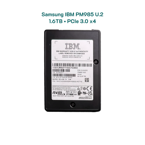 Ổ cứng 1.6TB SSD IBM U2 PM985 MZ-QLB1T60 MZQLB1T6HAJR-000M3 NVMe Gen3 Slim 1600G