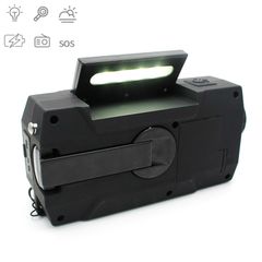  Tay quay đa năng Đen – Đèn pin LED, năng lượng mặt trời, FM/NOAA, SOS khẩn cấp 