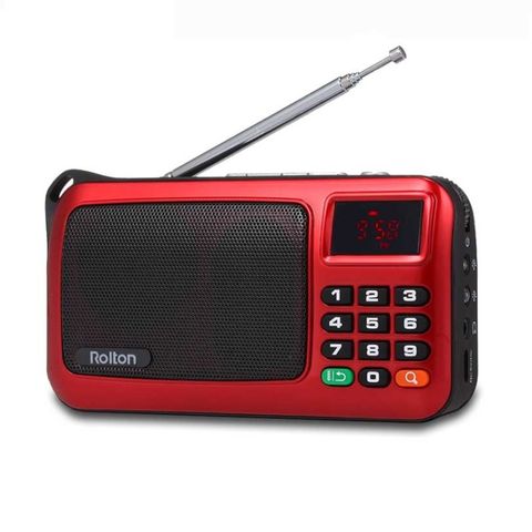 Rolton W405 Đỏ – Radio FM mini, MP3, USB, màn hình LED