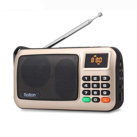 Rolton W405 Vàng – Radio FM mini, MP3, USB, màn hình LED