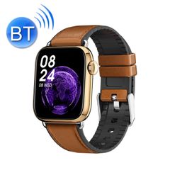  QY03 Smart Business Watch Gold Brown Belt – Đồng hồ thông minh IP68, đo oxy & nhịp tim 
