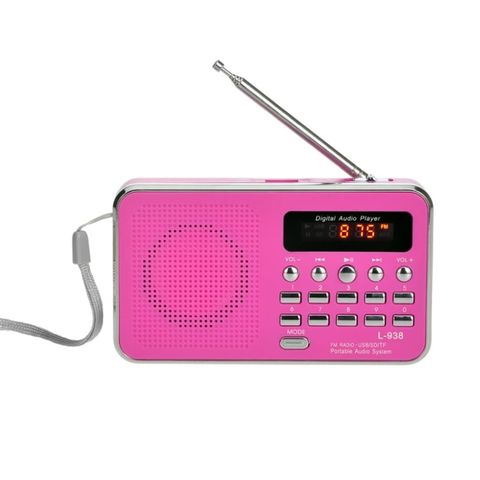 L-938 MP3 Player Hồng – FM Radio, hỗ trợ thẻ SD/TF, AUX, tai nghe 3.5mm
