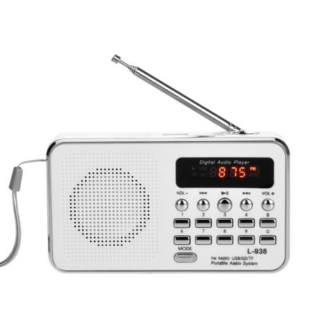 L-938 MP3 Player Trắng – FM Radio, hỗ trợ thẻ SD/TF, AUX, tai nghe 3.5mm