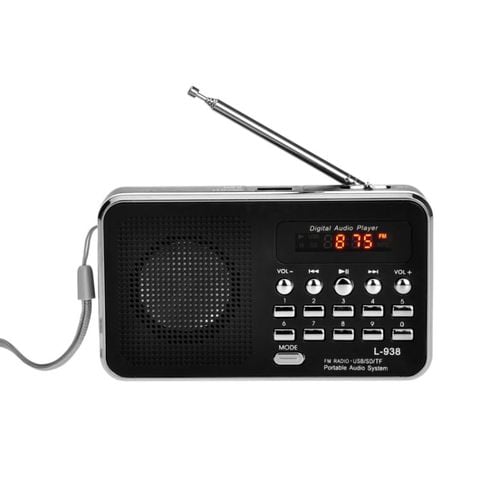 L-938 MP3 Player Đen – FM Radio, hỗ trợ thẻ SD/TF, AUX, tai nghe 3.5mm