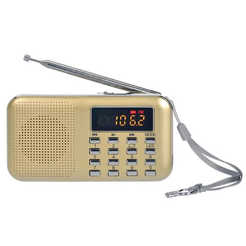 Loa Radio MP3 L-218AM Vàng - hỗ trợ USB/TF Card, đèn pin LED
