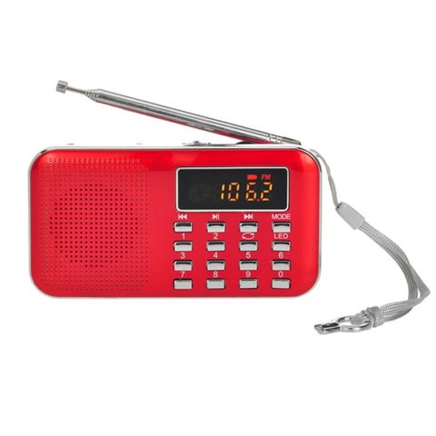 Loa Radio MP3 L-218AM Đỏ - hỗ trợ USB/TF Card, đèn pin LED