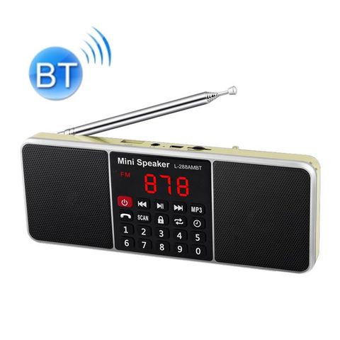 Loa Bluetooth L-288AM Vàng – Loa kép đa năng, Radio, MP3, Màn hình LED
