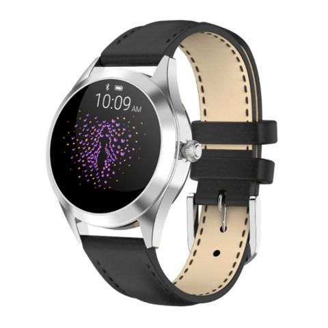 Loaniy KW10 Leather Black – Màn hình TFT 1.04 inch, Theo dõi nhịp tim & giấc ngủ, Chống nước IP68