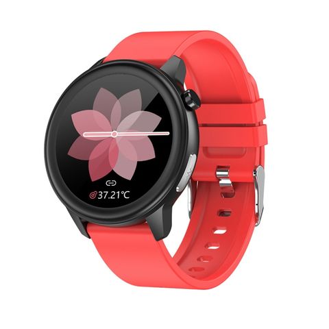 Loaniy E80 Red Silicone – Đồng hồ thông minh 1.3 inch, theo dõi nhịp tim, chống nước IP68, Bluetooth 5.0