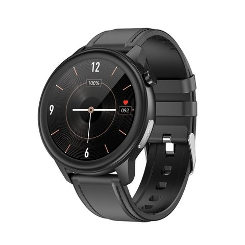 Loaniy E80 Black Leather – Đồng hồ thông minh 1.3 inch, theo dõi nhịp tim, chống nước IP68, Bluetooth 5.0