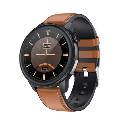 Loaniy E80 Brown Leather – Đồng hồ thông minh 1.3 inch, theo dõi nhịp tim, chống nước IP68, Bluetooth 5.0