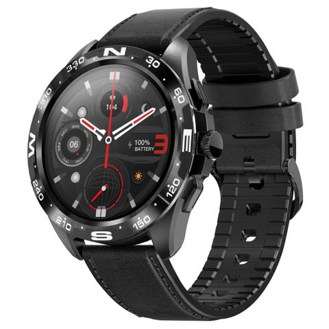 Đồng hồ thông minh I32 1.32 inch Black Leather  – TFT Full Touch, Gọi Bluetooth, Theo dõi sức khỏe