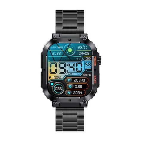 K57 Pro Black Three-beads – Đồng hồ thông minh dây thép ba hạt đen, chống nước IP67